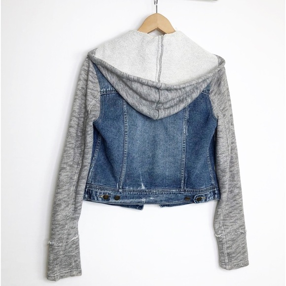 Free People Throwback denim knit, hooded jacket - Picture 14 of 15